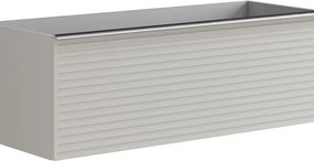 Cassettiera Pixel con 2 cassetti  frontale stripes laccato opaco Beige Greige e maniglia alluminio brillante L120 x H40 x P45,5 cm