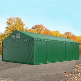 TOOLPORT 5x10 m tenda capannone, altezza 2,6m, PVC 800, telaio perimetrale, verde scuro, con statica (sottofondo in terra) - (49353)