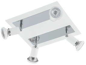 Spot Moderno Sarria In Acciaio Bianco 4 Luci Gu10 4,5W Ip20