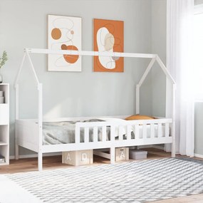 Giroletto casetta bambini bianco 90x200 cm legno massello pino