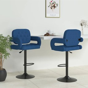 Sgabelli Da Bar 2 Pz Blu İn Tessuto /