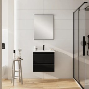 Mobile bagno sospeso con lavabo L 60 x H 56 x P 46 cm grigio grafite opaco in mdf 2 cassetti per vasca centrale Pull, piedini non inclusi