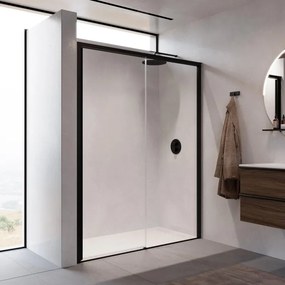 Porta doccia scorrevole dx L 167-171 cm x H 200 cm, per nicchia in vetro trasparente SP. 8 mm, profilo nero