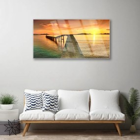 Quadro su vetro acrilico Mare, sole, ponte, paesaggio 100x50 cm