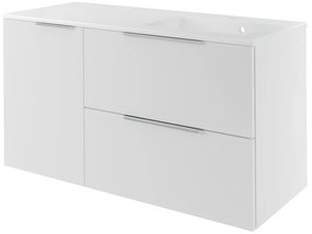 Mobile da bagno sospeso sotto lavabo L 120 x H 64 x P 48 cm bianco laccato opaco, 1 cassetto Apertura push-pull SENSEA Neo, Maniglie acquistabili separatamente