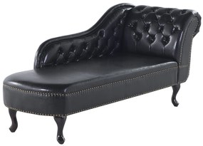 Chaise longue vintage destra in pelle sintetica nera NIMES Beliani