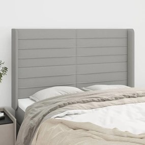 Testiera Ad Orecchio Grigio Chiaro 147x16x118/128 Cm İn Tessuto /