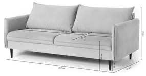 Divano grigio con rivestimento in velluto 203 cm Juli – Ropez