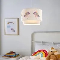 Lampada a Sospensione 'Lurgan' per Cameretta Lampadario per Bambini Lampada da Soffitto con Paralume Doppio in Tessuto -