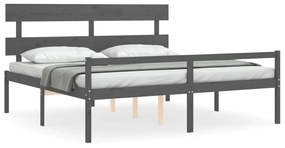 Letto per Anziani con Testiera Grigio Super King Legno Massello