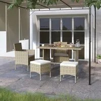 Set Sedie da Giardino con Poggiapiedi 4 pz in Polyrattan Beige 310612