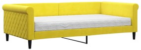 Divano letto con materasso giallo 100x200 cm in velluto