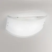 Plafoniera Contemporanea Lecce Metallo Cromo Vetro Bianco 2 Luci E27 45Cm