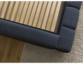 Letto matrimoniale imbottito blu scuro contenitore e rete inclusi 180x200 cm Denali - Bobochic Paris