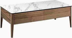 Tavolino da salotto in legno con piano effetto marmo e cassetti Vesuvio