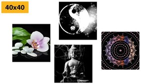 Set di quadri – Feng Shui su sfondo nero