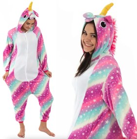 Tuta kigurumi arcobaleno con motivo unicorno taglia M