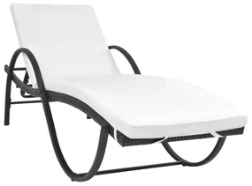 Lettino Prendisole Con Cuscino İn Polyrattan Nero /