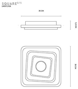 Square 3/s plafoniera bianco 38w 3000k - 4000k