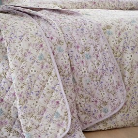 Copriletto lavanda/beige in cotone con rivestimento trapuntato 220x230 cm Ditsy Floral – Bianca