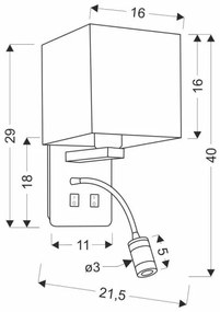 Applique LED MAGNUM 1xE27/40W/230V + LED/3W bianca