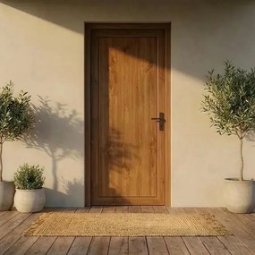 Portoncino d'ingresso Base L 80 x H 210 cm in PVC noce, apertura spingere a sinistra, falso telaio non incluso