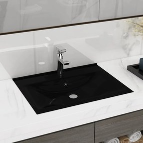 Lavello Bianco İn Ceramica Di Lusso Con Foro Rubinetto 60x46 Cm /