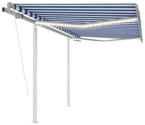Tenda Automatica Con Sensore Vento E Led 3x2,5 M Blu Bianca /
