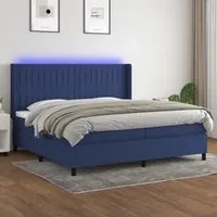 Letto a Molle Materasso e LED Blu 200x200cm in Tessuto 3138507