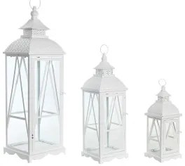 Lampioni DKD Home Decor 22 x 22 x 75 cm Cristallo Metallo Bianco Shabby Chic
