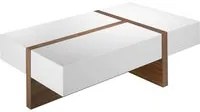 Tavolino 120x70x35 cm in legno bianco con cassetti e legno di noce