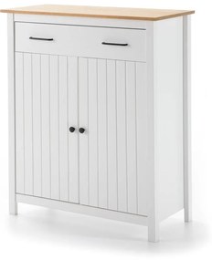 Cassettiera alta bianca in legno di pino 90x110 cm Miranda - Marckeric