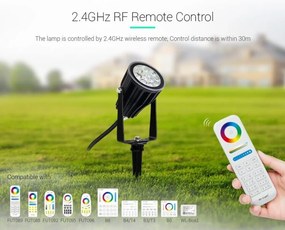 Faretto LED a Picchetto 6W RGB+CCT IP66 Sinc. Aut. WiFi - Mi-Light Colore RGB+CCT