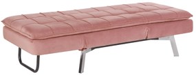 Chaise longue reclinabile in velluto rosa LOIRET Beliani