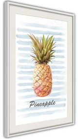 Poster  Pineapple on Striped Background  Cornice Quadri Cornice d'oro, Larghezza x Altezza Home decor 40x60