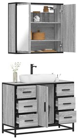 Set Mobili Da Bagno 2 Pz Grigio Sonoma İn Legno Multistrato /