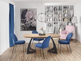 Veldon L160-200 cm + 4 sedie K443 in velluto blu marino K443