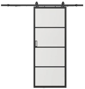 Porta scorrevole esterno muro H205 x L83 cm Alluminio e Vetro temperato smerigliato - SINCA II
