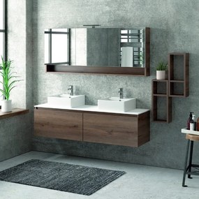 Composizione bagno sospesa 155cm , composta da mobile, specchio contenitore e due pensili SP-155C - KAMALU