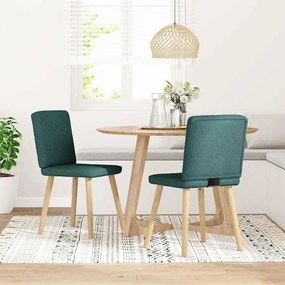 Sedie Da Pranzo 2 Pz Verde Scuro İn Tessuto /