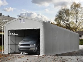 TOOLPORT 5x20m tenda garage 2,6m, PVC 850, grigio, con statica (sottofondo in terra) - (99419)