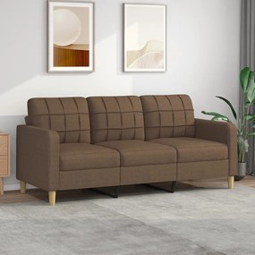 Divano A 3 Posti Marrone 180 Cm İn Tessuto /