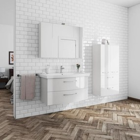 Mobile sottolavabo e lavabo Solitaire per vasca centrale bianco lucido L 90 x H 49 x P 22 cm 2 cassetti