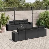 Set Divani da Giardino 9 pz con Cuscini Nero in Polyrattan 3254682