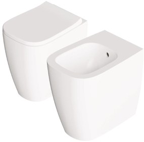 Coppia Di Sanitari a Terra Senza Brida Traslato Alice Ceramica "Wunder" Bianco Lucido