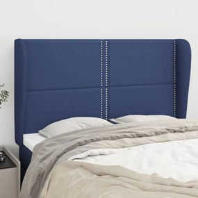 Testiera Ad Orecchio Blu 147 X 23 X 118/128 Cm İn Tessuto /