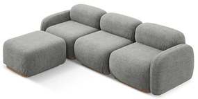 Divano angolare componibile grigio con rivestimento in bouclé Ailani – Makamii