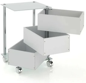 Carrello bagno trasportabile in acciaio cromato con 3 cassetti girevoli