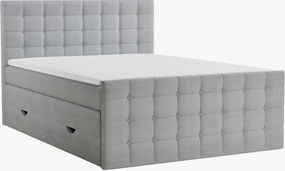 Letto boxspring in velluto a coste fatto a mano con contenitore Tasca, H3