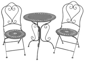 DORIAN - set tavolino e due sedie bianco ossidato